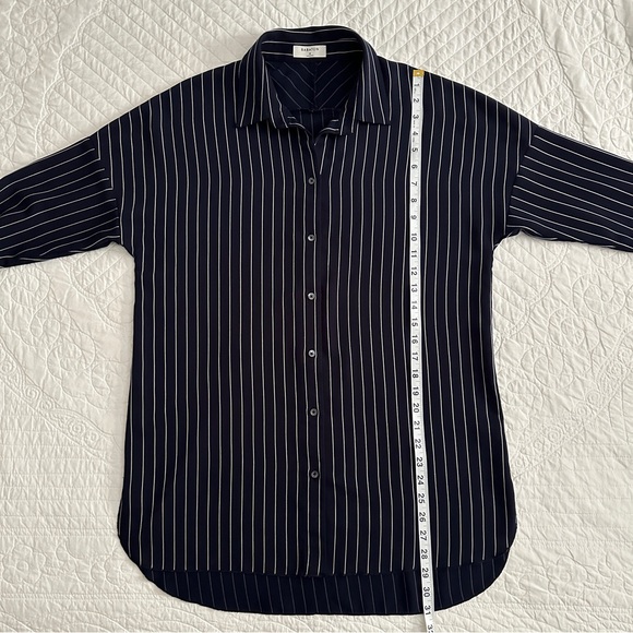 Aritzia Babaton Kearney Pinstripe Blouse Navy Women's Size Medium - Picture 6 of 13